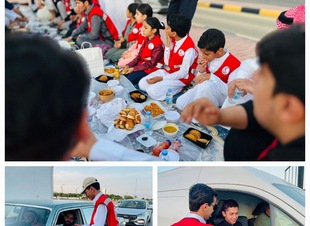 متطوعو الهلال الأحمر بالجوف يوزعون وجبات الإفطار على الصائمين
