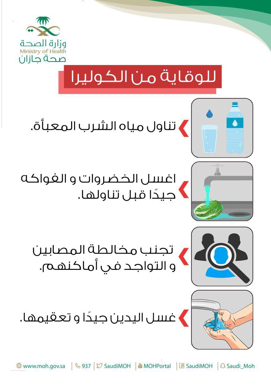 صحة جازان تصدر بوستر توجيهي كيف تقي نفسك من الإصابة بمرض الكوليرا